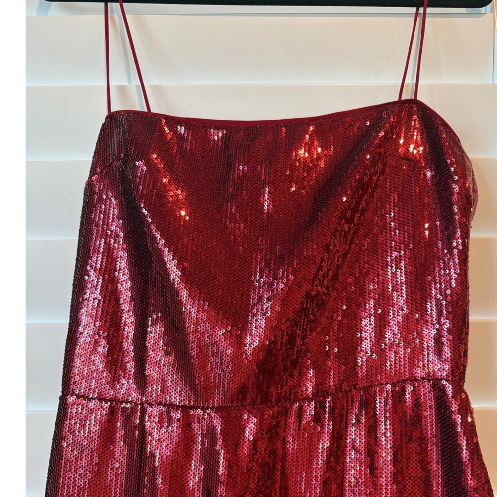 NWT Reformation Frankie Formal Dress Red Sequin Maxi Square Neck Size 6 - Picture 4 of 8